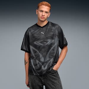 PUMATECH-X Recycled Football Jersey, PUMA Black-AOP, extralarge-IND