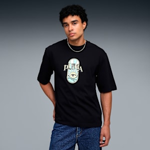 Graphic Printed Men's Boxy Cotton T-shirt, PUMA Black, extralarge-IND