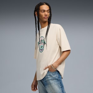 Graphic Printed Men's Boxy Cotton T-shirt, Alpine Snow, extralarge-IND