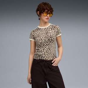T7 Leo Luxe Slim Tee Women, Alpine Snow-Ice Coffee, extralarge