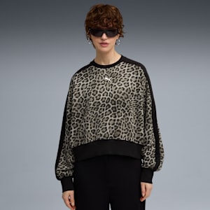 Sudadera corta oversize T7 Leo Luxe para mujer, PUMA Black, extralarge