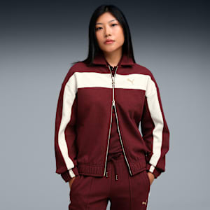 T7 Relaxed Women's Signature Track Jacket, Ruby Shimmer, extralarge-IND