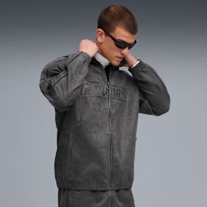 T7 Relaxed Suede Track Jacket Men, Dusky Gray, large-GBR