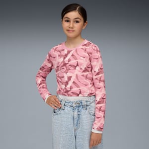Bowtique AOP Longsleeve Tee Youth, Poised Pink, extralarge