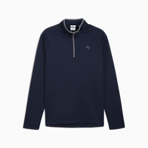 Navy PUMA long-sleeve top, men's, with a partial zip closure and subtle logo detail.