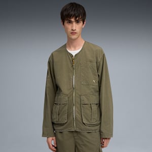 PUMA SELECT Essentials Men's Long Sleeve Overshirt, Loden Green, large