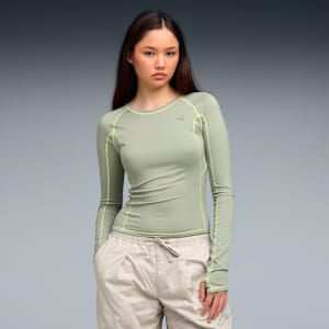 YONA Women's Tight Fit Long Sleeve T-shirt, Lux Army, extralarge-IND
