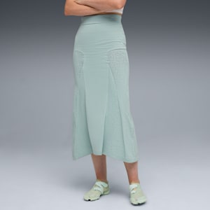 Yona Women's Long Ribbed Skirt, Light Moss, extralarge