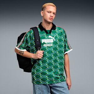 KING Men's Relaxed V-Neck Football Jersey, Wild Green-AOP, extralarge-IND