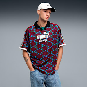KING Men's Relaxed V-Neck Football Jersey, Ruby Shimmer-AOP, extralarge-IND