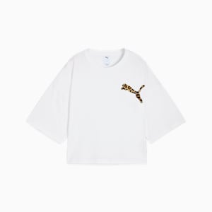 LEO LUXE Women's Oversized Short Tee, PUMA White, extralarge