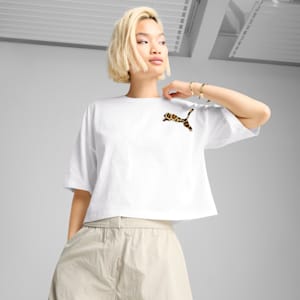 LEO LUXE Women's Oversized Short Tee, PUMA White, extralarge