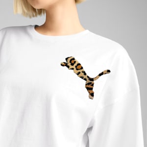 LEO LUXE Women's Oversized Short Tee, PUMA White, extralarge