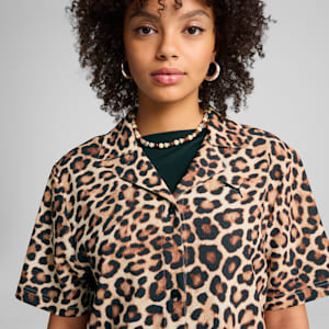 LEO LUXE Women's Relaxed All-Over Print Woven Shirt, Alpine Snow, extralarge
