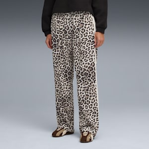 T7 LEO LUXE Women's All-Over Print Straight Pants, Alpine Snow-Ice Coffee, extralarge