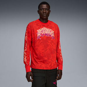LaMelo Supernova Long Sleeve Tee Men, PUMA Red-AOP, large-GBR