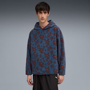 AOP Fleece Hoodie Men, Dark Indigo-AOP, extralarge