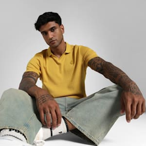 Premium Essentials Ribbed Polo, Archive Gold, extralarge-IND