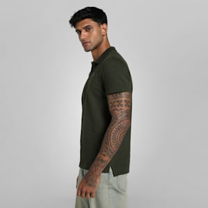Men's Premium Essential Jacquard Polo, Dark Olive, extralarge-IND