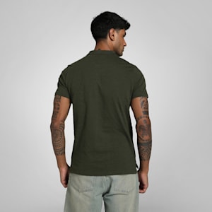 Men's Premium Essential Jacquard Polo, Dark Olive, extralarge-IND