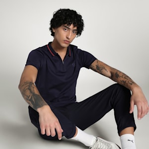 Men's Premium Essential Zippered Polo, New Navy, extralarge-IND