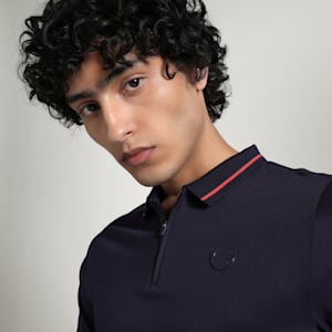 Men's Premium Essential Zippered Polo, New Navy, extralarge-IND