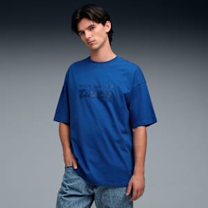 Porsche Legacy Men's Oversized Puff Print Tee, Clyde Royal, extralarge-IND