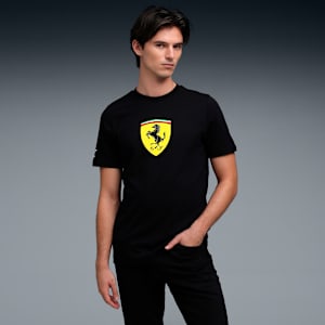Ferrari Men's Cotton Colored Shield Tee, PUMA Black, extralarge-IND