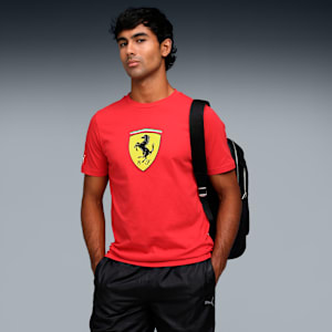 Ferrari Men's Cotton Colored Shield Tee, Rosso Corsa, extralarge-IND