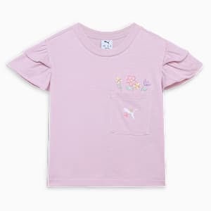FLOWER FARM Youth Girl's Knitted Pocket T-shirt, Rose Mauve, extralarge-IND