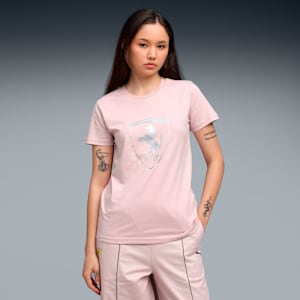 Ferrari Women's Graphic Crew Neck Tee, Mauve Mist, extralarge-IND