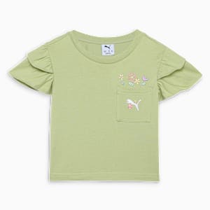 FLOWER FARM Girl's Casual Pocket T-shirt, Pistachio Green, extralarge-IND