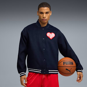 Chamarra HooperHotline Varsity para hombre, PUMA Navy, extralarge