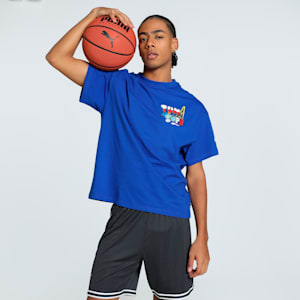 Paris Pastry Men's Oversized Basketball Tee, Vivid Blue, extralarge-IND