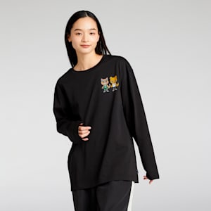 ユニセックス NEKO-san x DYLAN グラフィック 長袖 Tシャツ, PUMA Black, extralarge-JPN