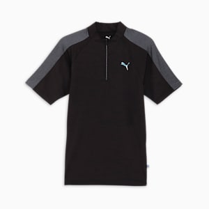 メンズ ゴルフ PF テック ライン クォータージップ 3D モックネック 半袖 シャツ, PUMA Black, extralarge-JPN