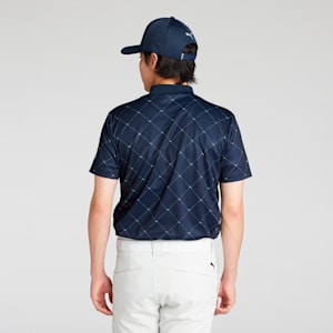 メンズ ゴルフ SB アーガイル AOP モックネック 半袖 シャツ, Deep Navy, extralarge-JPN
