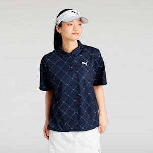 ウィメンズ ゴルフ SB アーガイル AOP 半袖 ポロシャツ, Deep Navy, extralarge-JPN