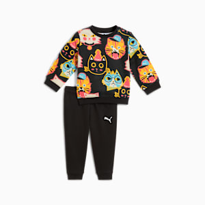 Moody Cat AOP Crew Set Toddlers, PUMA Black, extralarge