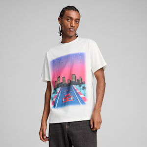 Scuderia Ferrari Miami Men's Motorsport Relaxed Fit Graphic Tee, PUMA White, extralarge-IND