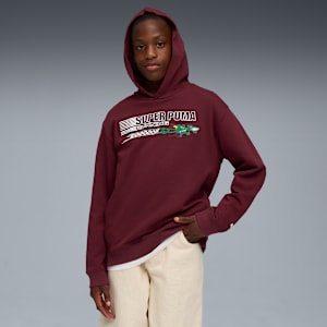 SUPER PUMA Kids' Relaxed Fit Graphic Hoodie, Ruby Shimmer, extralarge-IND