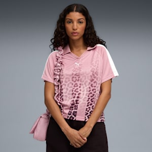 LEO LUXE Football Jersey Women, Poised Pink-AOP, extralarge