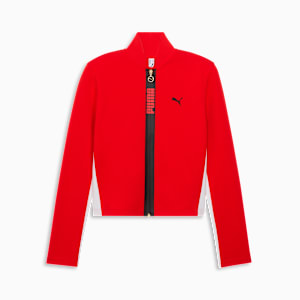 T7 Slim Short Track Jacket Women, For All Time Red-PUMA White, extralarge