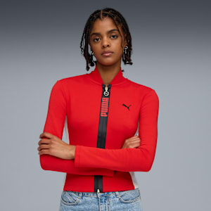 Veste de course courte et ajustée T7 Femme, For All Time Red-PUMA White, extralarge