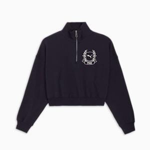 ウィメンズ ワードローブ ESS＋ ハーフジップ スウェット, New Navy, extralarge-JPN