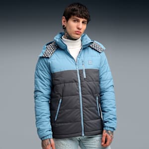 Wardrobe Essentials PWRWarm Men's Jacket, Cool Blue-Dusky Gray, extralarge-IND