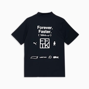 メンズ ゴルフ PUMA x FFTK ビッグ レーベル モックネック 半袖 ポロシャツ, PUMA Black, extralarge-JPN
