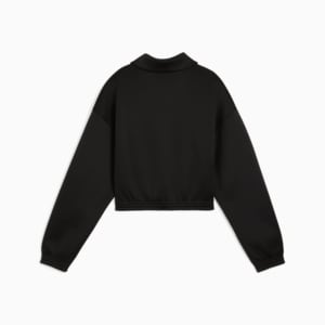 PUMA Women's Relaxed Crop Track Jacket, PUMA Black, extralarge