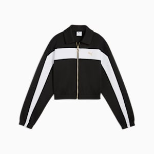 PUMA Women's Relaxed Crop Track Jacket, PUMA Black, extralarge