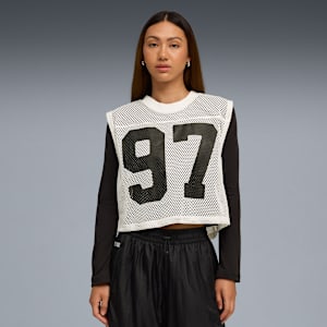 PUMA x ROSÉ Relaxed Mesh Top Women, Warm White, large-GBR
